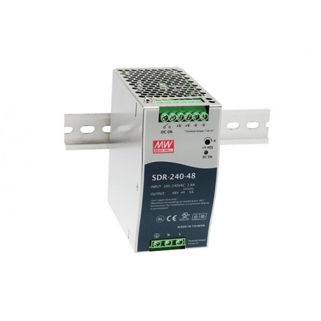 SDR-240-48 MEANWELL Alimentation AC-DC Industriel pour rail DIN, Sortie 48VDC / 5A, boîtier en métal, Ultra ..