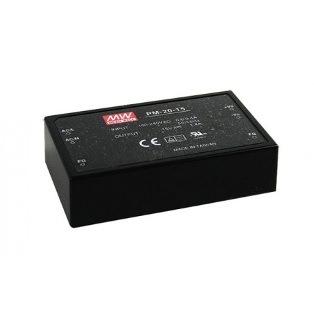 PM-20-24 MEANWELL Alimentazione AC-DC incapsulato, Uscita 24VCC / 0.92A, per montaggio su circuito, 2xMOPP