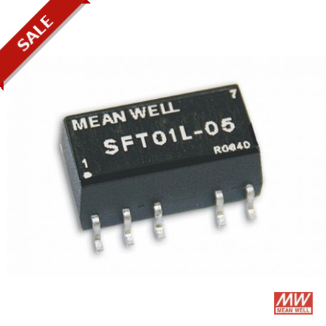 SFT01L-05 MEANWELL DC-DC Converter for PCB mount, Input: 4,5-5,5VDC.Output: 5VDC. 200mA. Power: 1W. SMD.Isol..