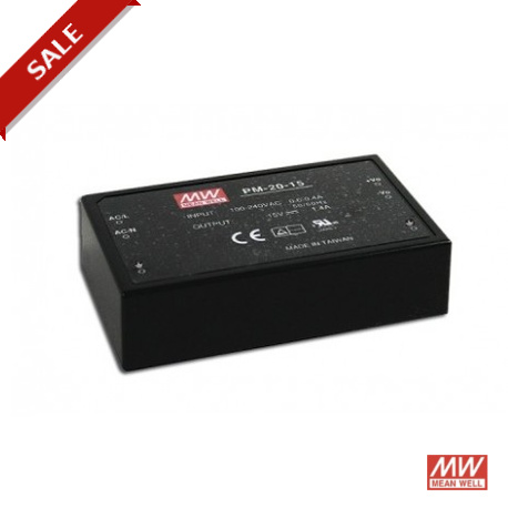 PM-20-3.3 MEANWELL Alimentazione AC-DC incapsulato, Uscita 3.3 VDC / 4.5 A, per montaggio su circuito, 2xMOPP