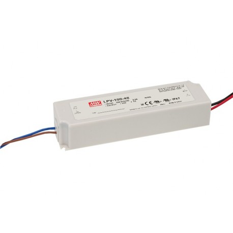 LPV-100-15 MEANWELL Driver LED AC-DC uscita singola, Tensione Costante (CV), Uscita 15VDC / 6,7 A, cavo Usci..