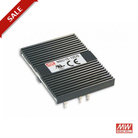 NSD15-48D12 MEANWELL DC/DC-Wandler offene Bauform, Eingang 18-72VDC Ausgang ±12VDC / 0.62 A