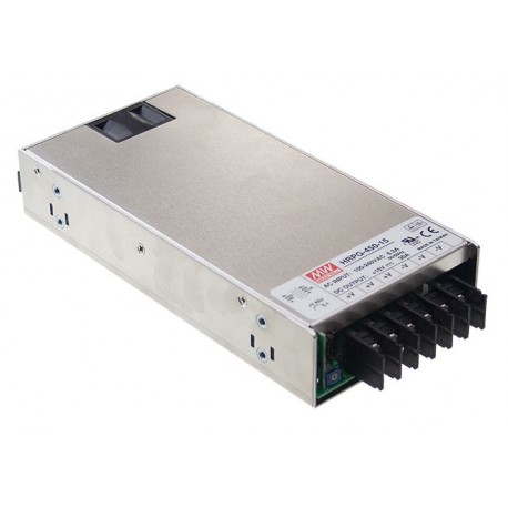 HRPG-450-15 MEANWELL AC-DC Single output enclosed power supply, Output 15VDC / 30A, 1U low profile, fan cool..
