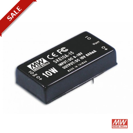 SKE10C-24 MEANWELL DC-DC Converter for PCB mount, Input 36-72VDC, Output 24VDC / 0,42A, DIP Through hole pac..