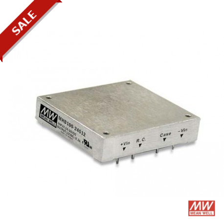 MHB100-48S12 MEANWELL Conversor CC/CC para circuito impresso, Entrada: 36-75VCC, Saída: 12VDC, 8,3 A. Potênc..