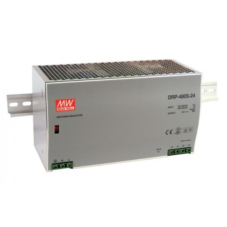 DRP-480S-48 MEANWELL AC-DC Industrial DIN rail power supply, Output 48VDC / 10A, metal case, EU input only