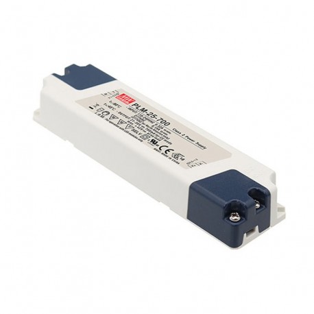 PLM-25-1050 MEANWELL AC-DC Single output LED driver Constant Current (CC), Output 1.05A / 14-24VDC, Class II..