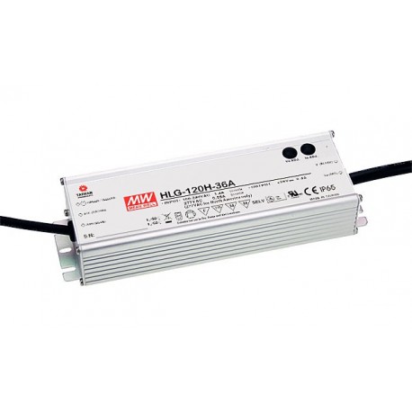 HLG-120H-54 MEANWELL AC-DC Single output LED driver Mix mode (CV+CC) with built-in PFC, Output 54VDC / 2.3A,..