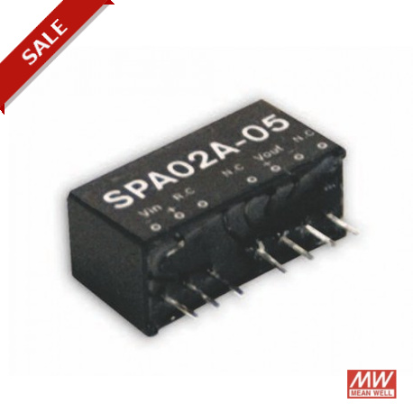 SPA02C-15 MEANWELL DC-DC Converter for PCB mount, Input 36-72VDC, Output 15VDC / 0.133A, SIP through hole pa..
