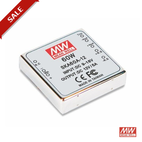 SKA60A-12 MEANWELL Преобразователь DC-DC для монтажа на цепи, Вход 9-18VDC, Выход 12В / 5А, DIP сквозные отв..