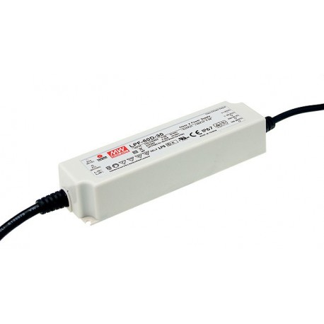 LPF-60D-42 MEANWELL AC-DC Single output LED driver Mix mode (CV+CC), Output 42VDC / 1.43A, cable output, Dim..