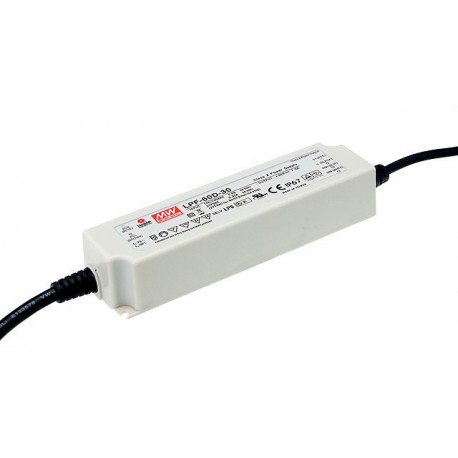 LPF-60D-48 MEANWELL Driver LED AC-DC, uscita singola, in modalità mista (CV+CC), Uscita 48VDC / 1.25 A, cavo..