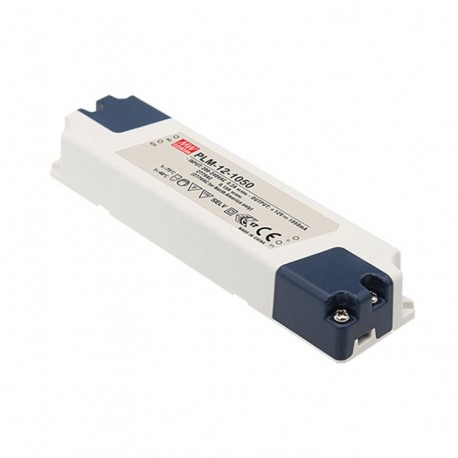 PLM-12-1050 MEANWELL AC-DC Single output LED driver Constant Current (CC), Output 1.05A / 7-12VDC, Class II,..