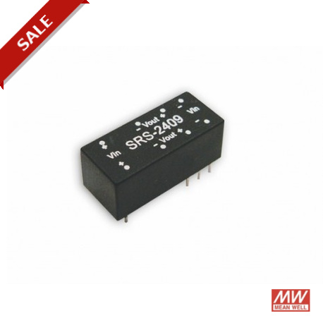 SRS-2409 MEANWELL Convertitore DC-DC per montaggio su circuito, Ingresso 24 VDC ±10%, Uscita 9VDC / 0.056 A,..