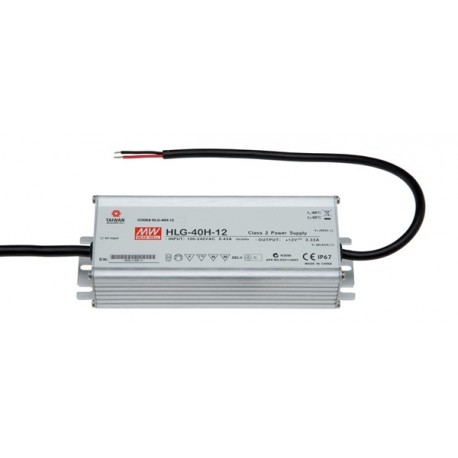 HLG-40H-20 MEANWELL Driver LED, Entrada: 90-305VCA, Salida: 2A. 40W, Rango Tensión 12-20V, caja metálica IP6..