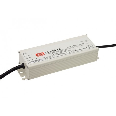 CLG-60-24 MEANWELL Driver de LED, Entrada: 90-295V, ca, Saída: 24Vcc. 2,5 APotencia: 60W, caixa metálica. IP..