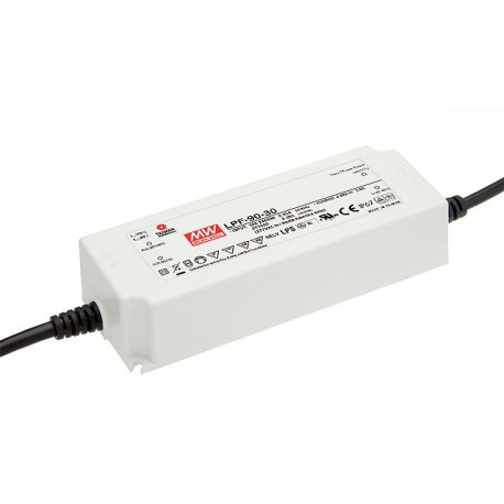 LPF-90-15 MEANWELL Driver LED AC-DC, uscita singola, in modalità mista (CV+CC), Uscita 15VDC / 5A, cavo Usci..