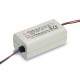 APV-16-24 MEANWELL Driver LED, Entrada: 90-264VCA, Salida: 24VCC, 670mA Potencia: 16W, caja plástico. IP42