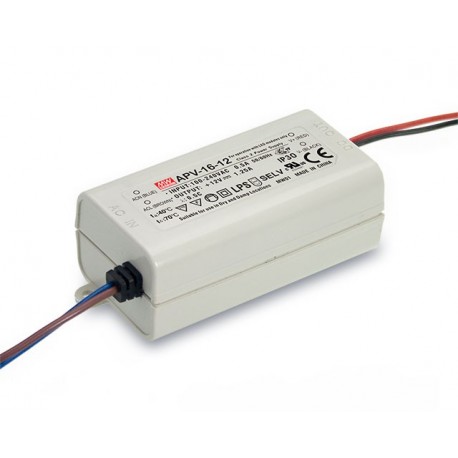 APV-16-24 MEANWELL AC-DC Single output LED driver Constant Voltage (CV), Output 24VDC / 0.67A