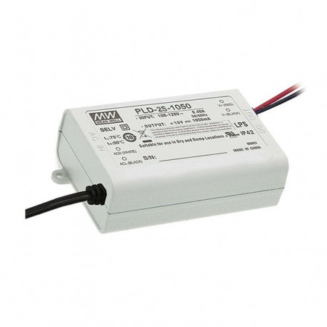 PLD-25-350 MEANWELL AC-DC Single output LED driver Constant Current (CC), Input 90-295VAC, Output 0.35A / 40..