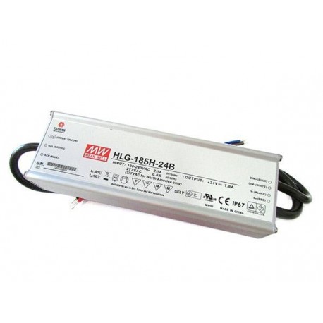 HLG-185H-54B MEANWELL Driver LED, Entrada: 90-305VCA, Salida: 3,4A. 186,3W, Rango Tensión 27-54V, regulable ..