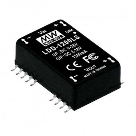 LDD-300LS MEANWELL Driver LED DC-DC Step down à Courant Constant (CC), Entrée 9-36VDC, Sortie 0,3 A / 2-32VD..