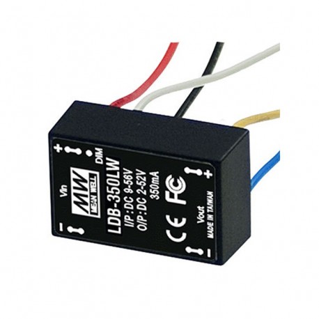 LDB-350LW MEANWELL Driver LED DC-DC Buck-Boost (CC), Entrée 9-36VDC, Sortie 40VDC / 0,35 A, Intégré dans PWM..