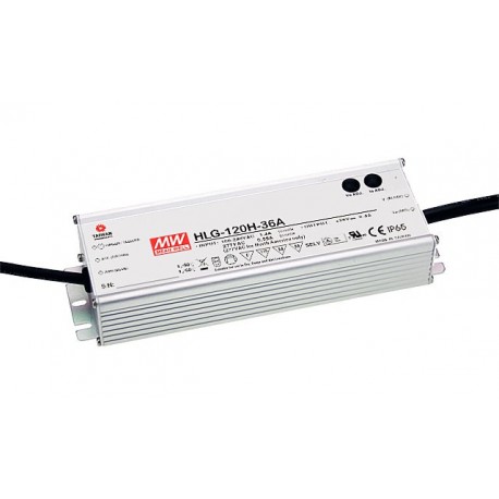 HLG-120H-20A MEANWELL Driver LED, Entrada: 90-305VCA, Salida: 6A. 120W, Rango Tensión 10-20V, Potenciómetros..