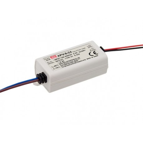 APV-8-24 MEANWELL Driver LED, Entrada: 90-264VCA, Salida: 24VCC, 340mA, Potencia: 8,1W, caja plástico. IP42