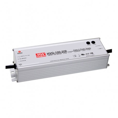 HVG-100-54B MEANWELL AC-DC Single output LED driver Mix mode (CV+CC), Output 1770mA. 95,5W, 27-54V. IP67. 3 ..
