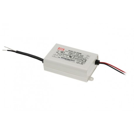 PCD-16-350A MEANWELL AC-DC Single output LED driver Constant Current (CC), Input 90-135VAC, Output 0.35A / 2..