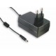 GSM25E24-P1J MEANWELL AC/DC-Desktopadapter, Ausgang 24VDC / 1.04 A, EU-Stecker 2-polig, 2xMOPP EN60601