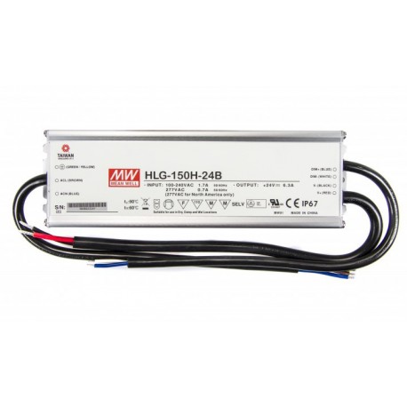 HLG-150H-12B MEANWELL Driver LED, Entrada: 90-305VCA, Salida: 12,5A. 150W, Rango Tensión 6-12V regulable 1-1..