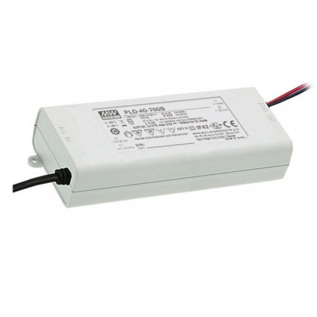 PLD-40-350B MEANWELL Driver de LED, Entrada: 180-295V, CA, Saída: 350mA. 37,8 W, Intervalo de Tensão 70-108V..