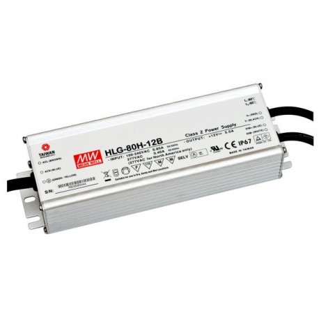 HLG-80H-12B MEANWELL Driver LED, Entrada: 90-305VCA, Salida: 5A. 60W, Rango Tensión 7,2-12V regulable 1-10V ..