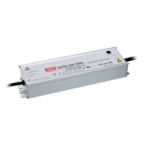 HVGC-100-350D MEANWELL Driver LED, Entrada: 180-528VCA, Salida: 350mA. 99,7W, Rango Tensión 29-285V. IP67. R..