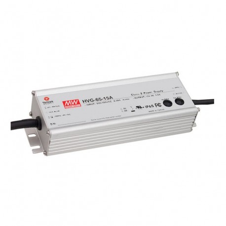 HVG-65-54A MEANWELL Driver LED AC-DC à sortie unique mode mixte (CV+CC), Sortie 1210mA. 65,3 W, 32,4-54V. Po..