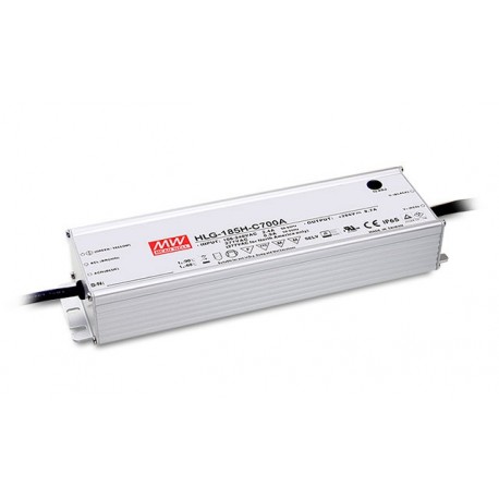 HLG-185H-C1400A MEANWELL Driver LED AC-DC à sortie unique à courant Constant (CC) avec PFC intégré, Sortie 1..