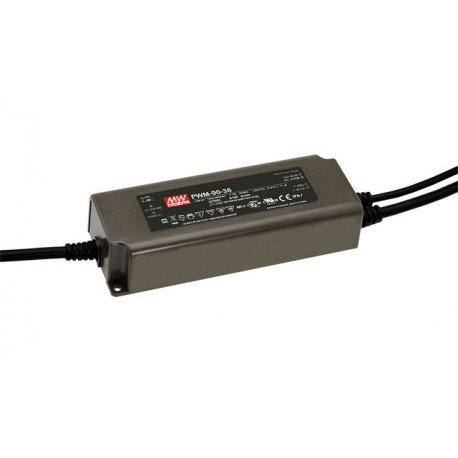 PWM-90-36 MEANWELL Driver LED, Entrada: 90-305VCA, Salida: 36VCC, 2,5A Potencia: 90WRegulable 0-10V/1-10VEsp..