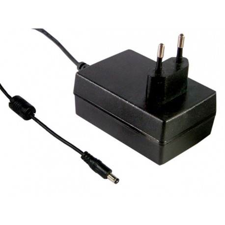 GSM25E05-P1J MEANWELL AC-DC Medical desktop single output adaptor, Output 5VDC / 4A, 2 pin Euro plug, EN6060..
