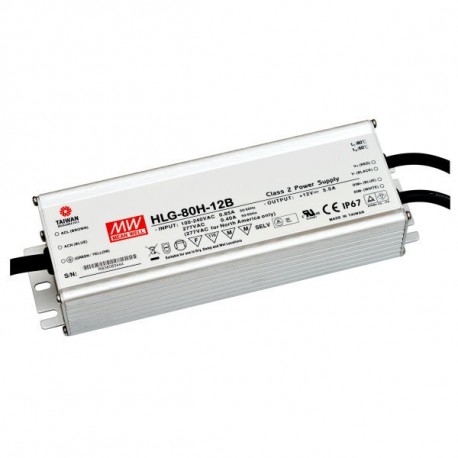 HLG-80H-24B MEANWELL AC-DC Single output LED driver Mix mode (CV+CC) with built-in PFC, Output 24VDC / 3.4A,..