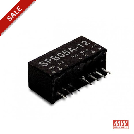 SPB05C-05 MEANWELL DC-DC Regulated Single Output Converter, Output 15VDC / 0.333A, 1500VDC I/O isolation, SI..