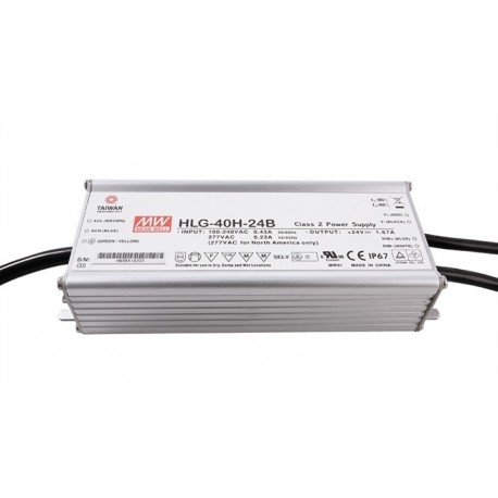 HLG-40H-15B MEANWELL AC-DC Single output LED driver Mix mode (CV+CC) with built-in PFC, Output 15VDC / 2.67A..