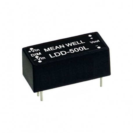 LDD-600L MEANWELL Driver LED, Entrada: 9-36VCC, Salida: 600mA. 19,2W, Rango Tensión 2-32V, Reductor de tensi..