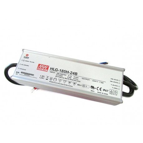 HLG-185H-15B MEANWELL AC-DC Single output LED driver Mix mode (CV+CC) with built-in PFC, Output 15VDC / 11.5..