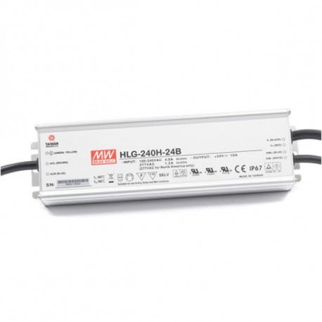 HLG-240H-42B MEANWELL AC-DC Single output LED driver Mix mode (CV+CC) with built-in PFC, Output 42VDC / 5.72..