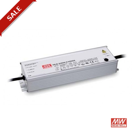 HLG-240H-15D MEANWELL AC-DC Single output LED driver Mix mode (CV+CC) with built-in PFC, Output 15VDC / 15A,..