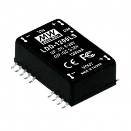 LDD-700LS MEANWELL Driver de LED, Entrada: 9-32VCC, Saída: 700mA. 19,6 W, Intervalo de Tensão 2-28V, Redutor..