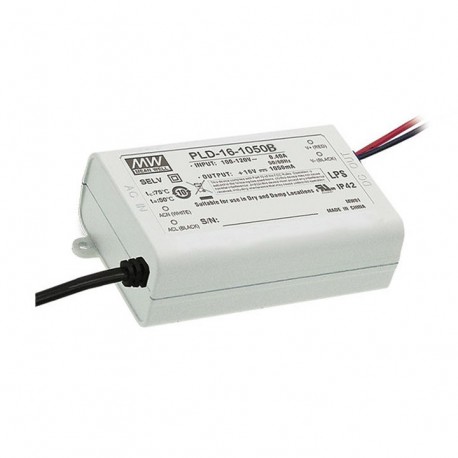 PLD-16-1050B MEANWELL AC-DC Single output LED driver Constant Current (CC), Input 115 or 230VAC, Output 1.05..