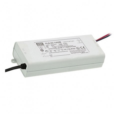 PLD-60-1400B MEANWELL AC-DC Single output LED driver Constant Current (CC), Input 230VAC, Output 1.4A / 25-4..